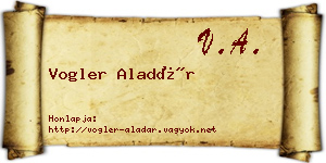 Vogler Aladár névjegykártya